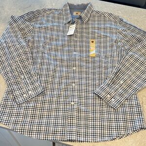 Men's Haggar Blue and White Checkered Shirt